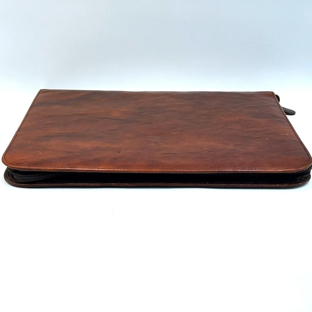 Vintage Wilsons Italian Leather Executive Padfolio Brown Zip Around  Portfolio